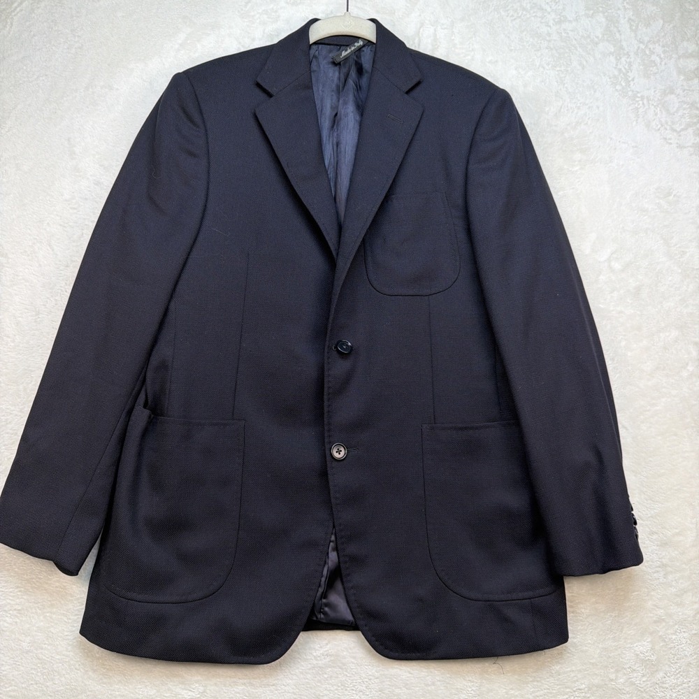 Sanford Bryant Blazer Mens Navy‎ Wool Sport Coat Made In Italy Classic 44R